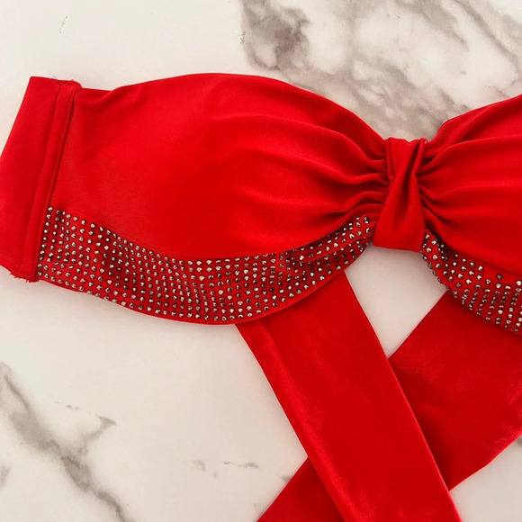 Kardashian Kollection Swimwear size Medium two piece set in red bandeau bikini - Picture 5 of 9